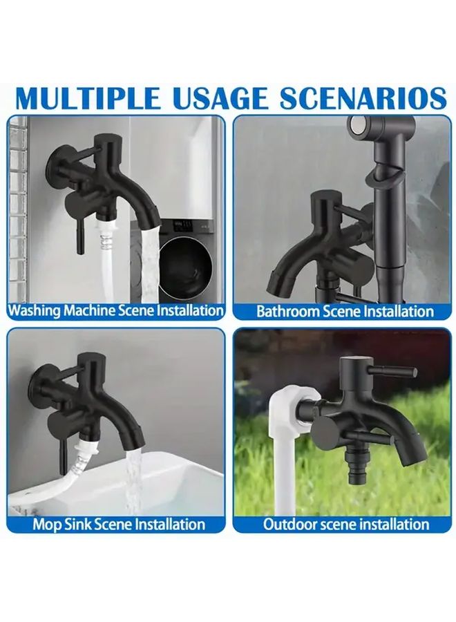 Heavy Duty Outdoor Faucet Matte Black Two User All Weather Garden Hose Connection - Image 5