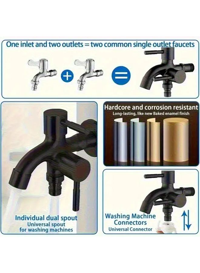 Heavy Duty Outdoor Faucet Matte Black Two User All Weather Garden Hose Connection - Image 4