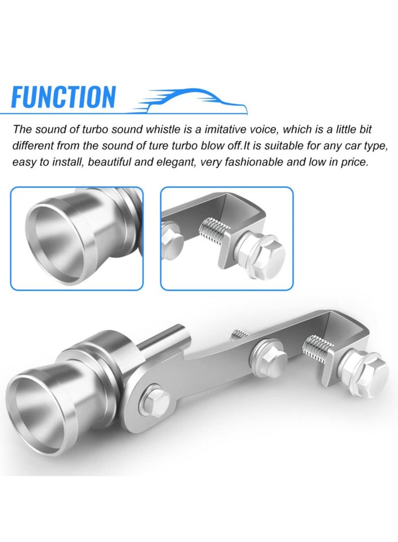 Generic Universal Aluminum Turbo Sound Whistle Exhaust Muffler Pipe BOV Blow-off Valve Simulator (2PCS, XL-Silver)  - Image 2
