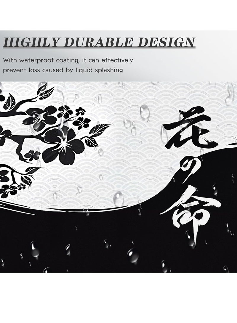Japanese Black & White Flowers Gaming Mouse Pad Mat XL Size Anti Slip Base – Speed Edition | 70 X 30 cm - Image 3