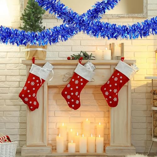 KRIWIN 6 pcs Artificial Tinsel Garlands Length-5.5 ft for Christmas Decor, Home Office Party Decoration (Blue) - Image 3