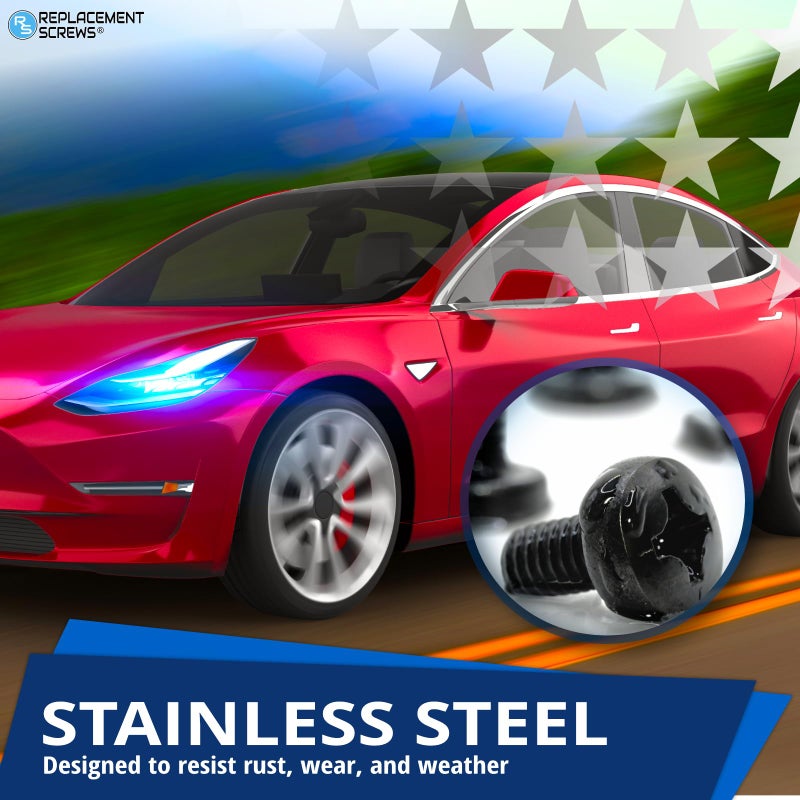 ReplacementScrews License Plate Screws Compatible with Tesla Model Y (My) - Stainless Steel - Black Oxide - Standard Length - Rear (Pack of 4) - Image 2