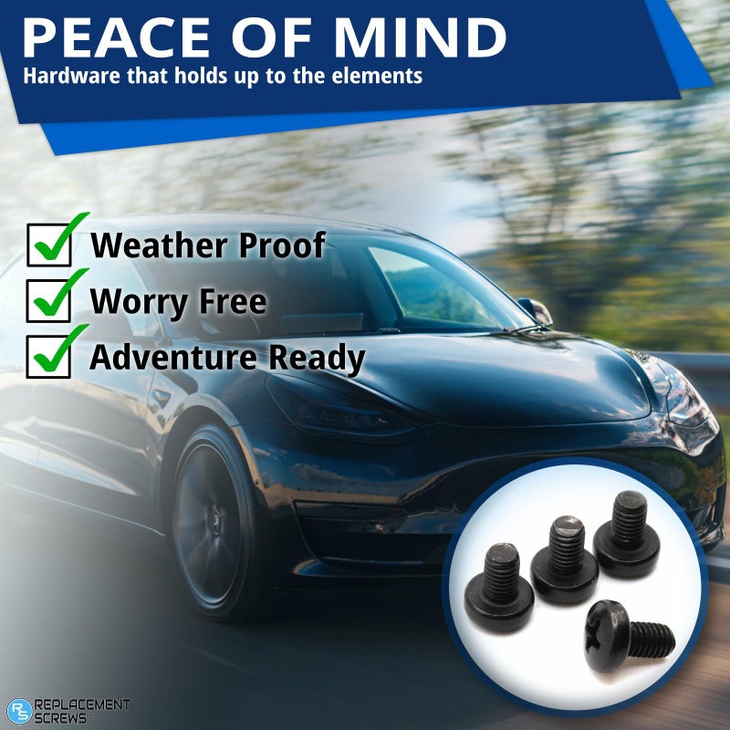 ReplacementScrews License Plate Screws Compatible with Tesla Model Y (My) - Stainless Steel - Black Oxide - Standard Length - Rear (Pack of 4) - Image 3