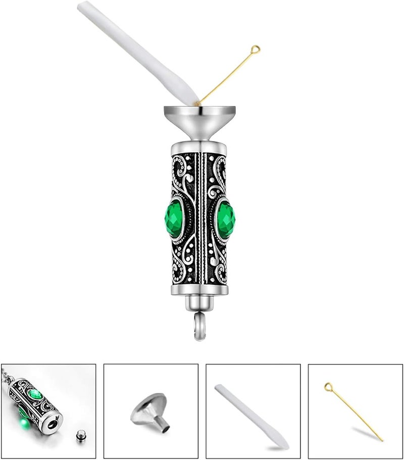 XIUDA Crystal Cremation Urn Necklace for Ashes Keepsake Stainless Steel Memorial Pendant with Flower - Image 4