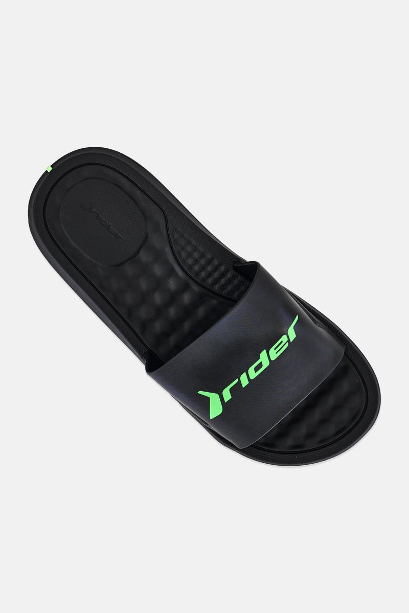 RIDER Men Brand Logo Slip On Slides, Black - Image 4