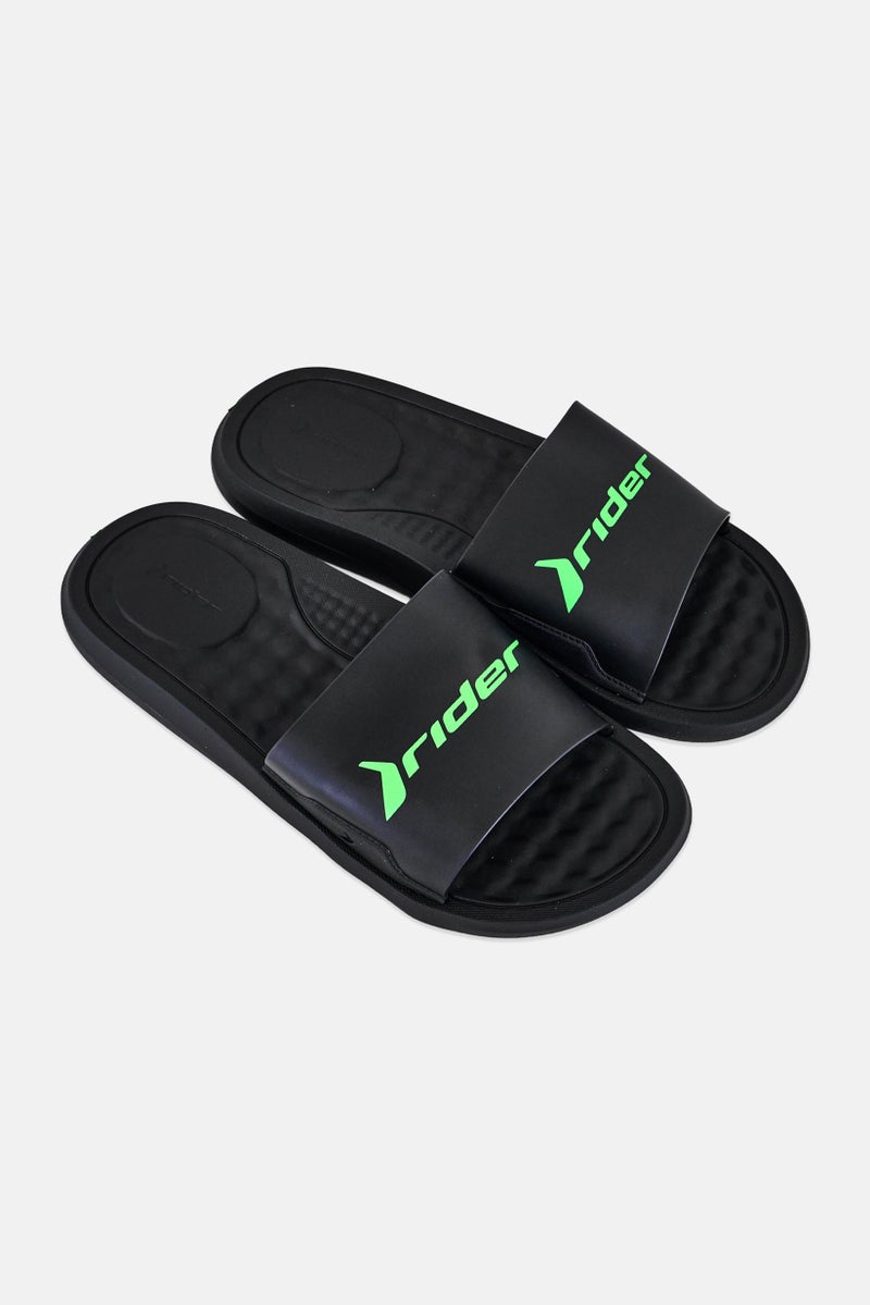 RIDER Men Brand Logo Slip On Slides, Black - Image 2