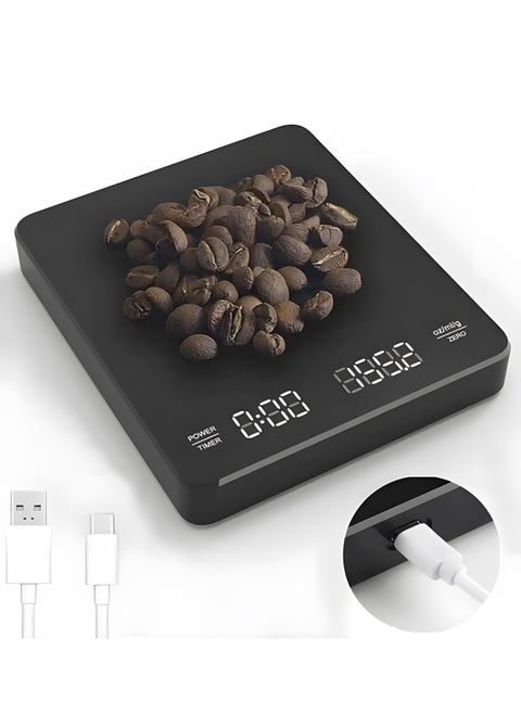 Accurate Electric Kitchen Scale, V60 Drip Coffee Scale with Timer 3kg/0.1g Black 15✕13✕2.2cm
