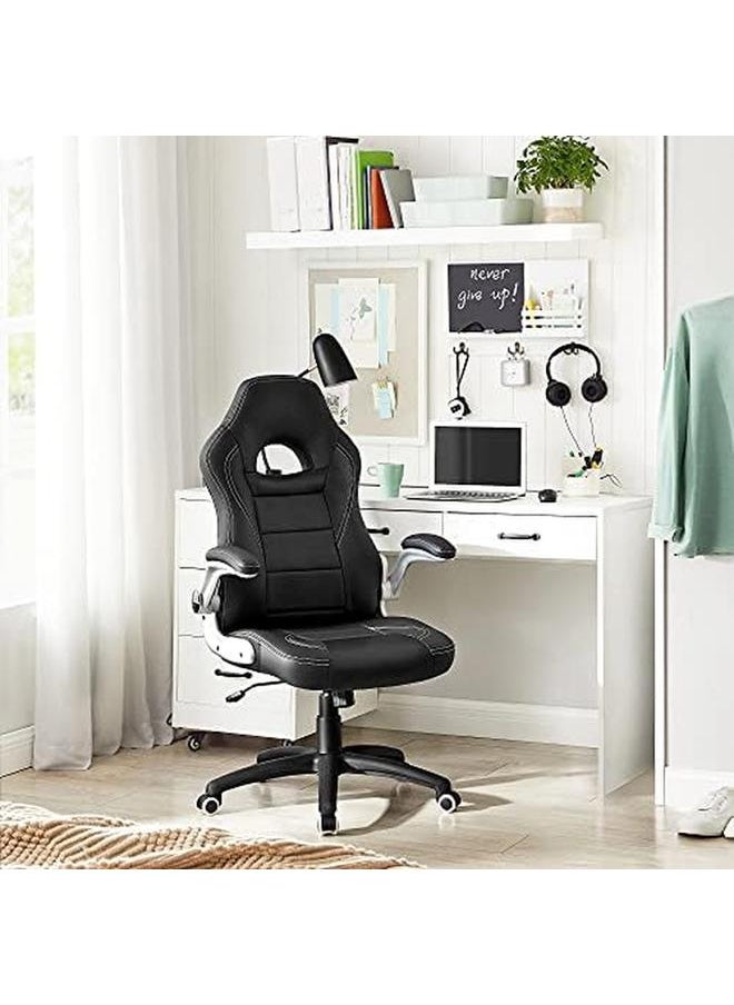 SONGMICS - Racing Gaming Chair High Back Office Chair With Adjustable Height Flip Up Armrests Tilt Mechanism For Computer Gamer Black Obg28B - Image 1