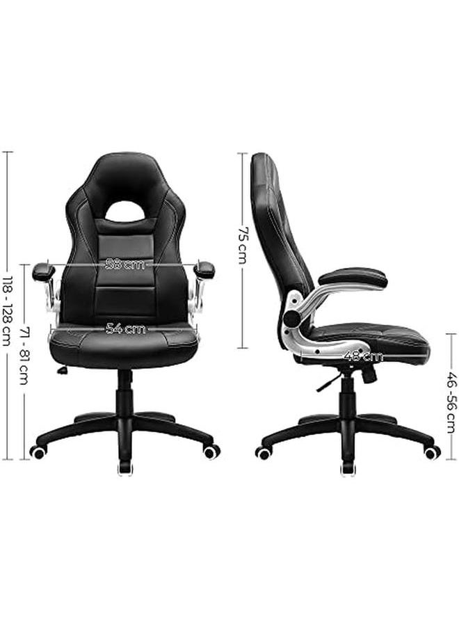 SONGMICS - Racing Gaming Chair High Back Office Chair With Adjustable Height Flip Up Armrests Tilt Mechanism For Computer Gamer Black Obg28B - Image 1
