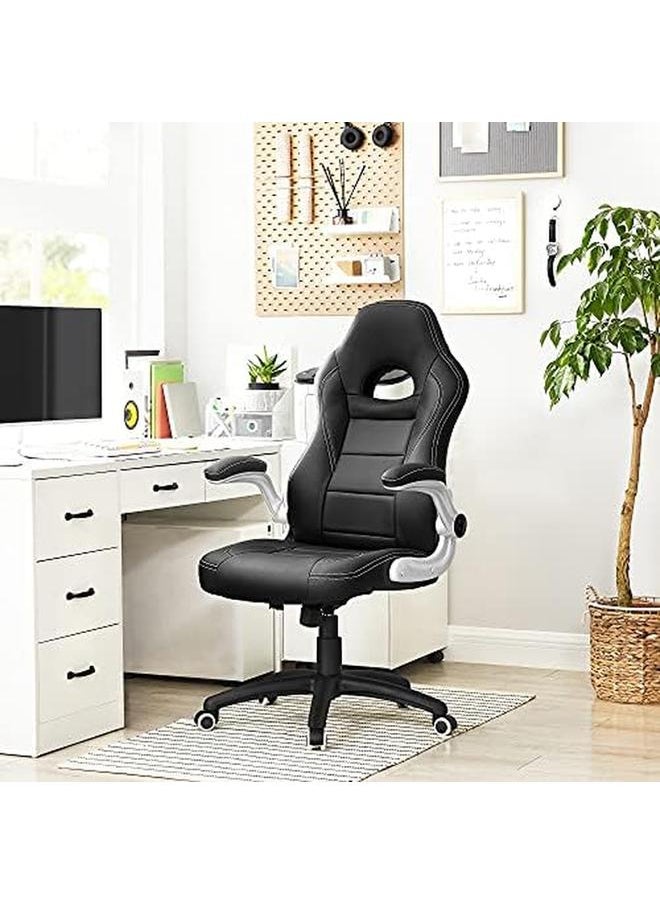 SONGMICS - Racing Gaming Chair High Back Office Chair With Adjustable Height Flip Up Armrests Tilt Mechanism For Computer Gamer Black Obg28B - Image 1