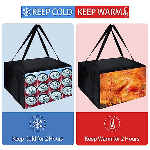 CIVJET Insulated Pizza Delivery Bag for Carry Hot, 20" x 20" x 14" Insulated Food Delivery Bag, Grocery Cooler Bags for Catering/Doordash, Commercial Food Warmers（Black, 1Pk） - Image 3