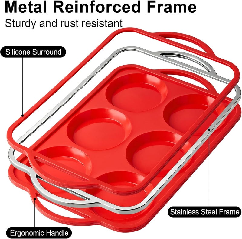 Puyeipt 4 Inch Silicone Egg Mold for Breakfast Sandwiches with Metal Frame, Jumbo Size Muffin Top Pan, Silicone Egg Bite Baking Tray, BPA Free & Non-Stick - Image 3