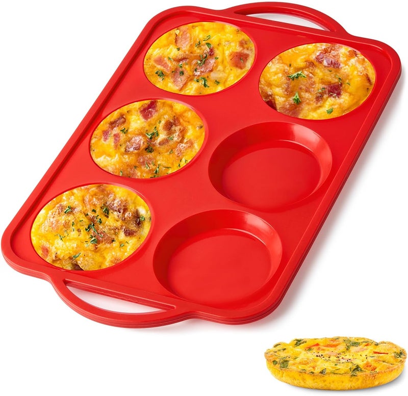 Puyeipt 4 Inch Silicone Egg Mold for Breakfast Sandwiches with Metal Frame, Jumbo Size Muffin Top Pan, Silicone Egg Bite Baking Tray, BPA Free & Non-Stick - Image 1