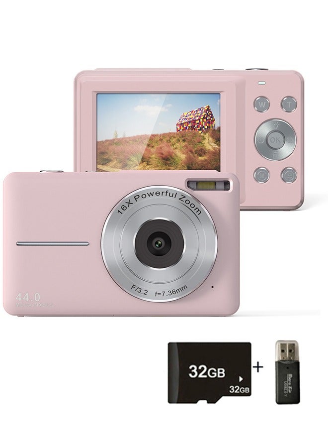 Digital Camera, Autofocus UHD 4K Vlogging Camera with 32GB Card, 44MP 16X Digital Zoom Digital Camera - Image 1