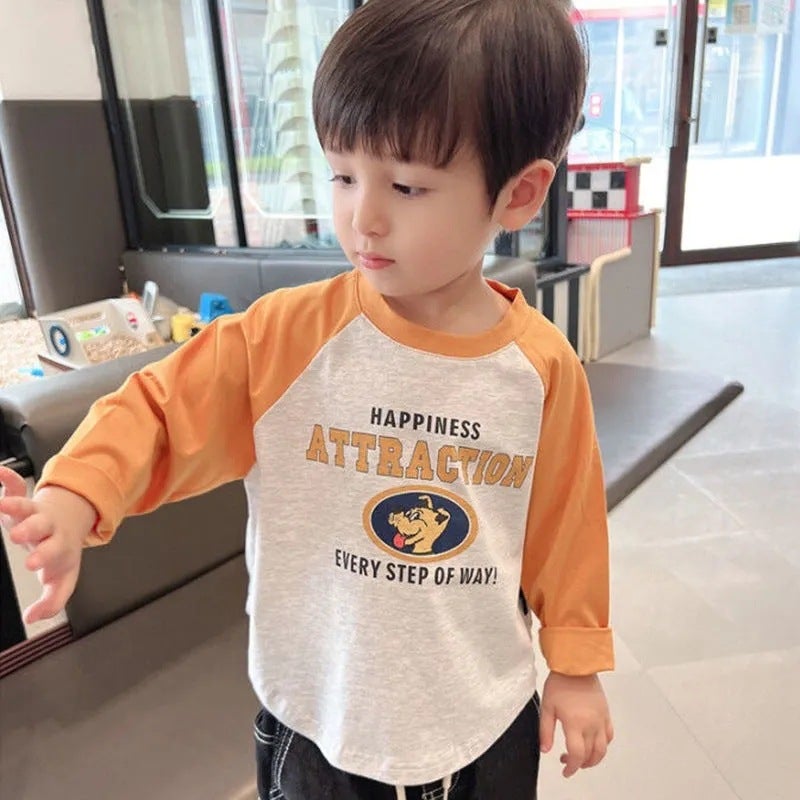 Giant Soft Waxy ~ Boys' Pure Cotton Thin Raglan Long Sleeve T-Shirt 2023 Autumn New Baby Cartoon Top Base Shirt - Image 3