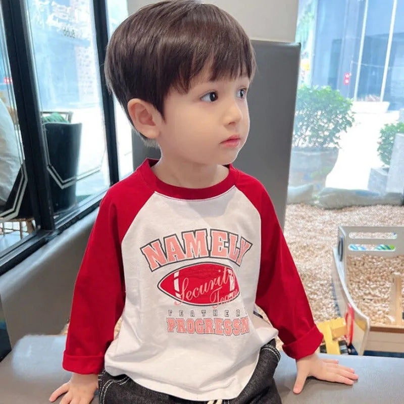 Giant Soft Waxy ~ Boys' Pure Cotton Thin Raglan Long Sleeve T-Shirt 2023 Autumn New Baby Cartoon Top Base Shirt - Image 5