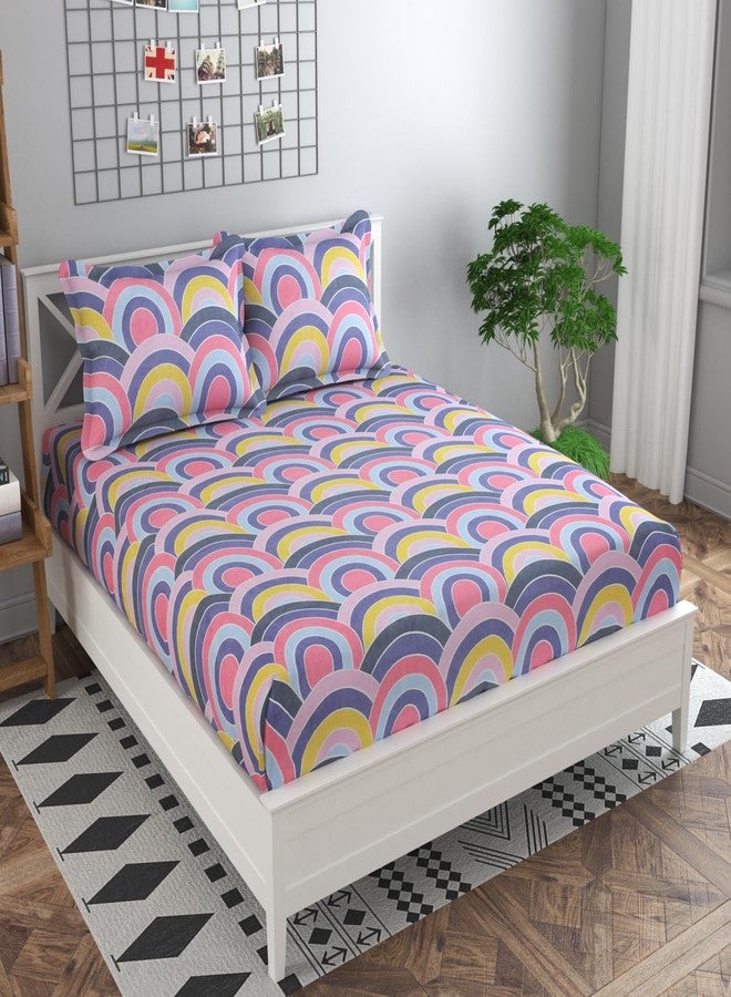 innovative edge Elastic Fitted Queen Size Double Bed Bedsheet with 2 Pillow Cover(72"x78") - Image 1