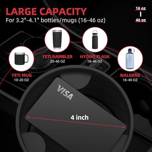 DYLEN Car Cup Holder Expander, Cup Holder Extender Adapter for Car with Expandable Insert, Compatible with Yeti 20/26/30oz, Hydroflask 32/40oz, Large Water Bottles in 3.0"-4.1" - Image 3