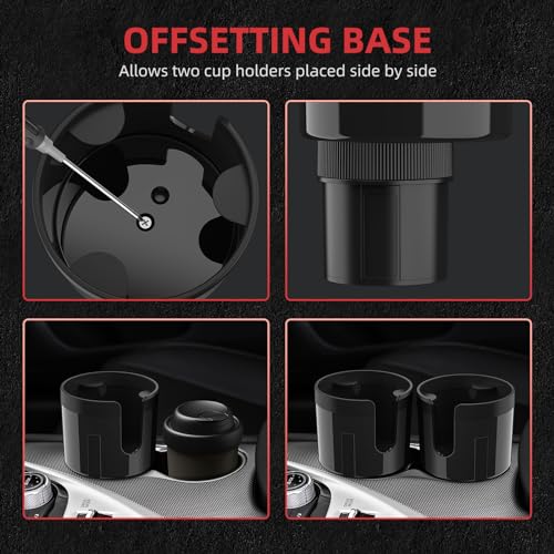 DYLEN Car Cup Holder Expander, Cup Holder Extender Adapter for Car with Expandable Insert, Compatible with Yeti 20/26/30oz, Hydroflask 32/40oz, Large Water Bottles in 3.0"-4.1" - Image 5