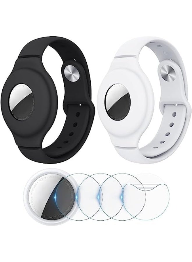 Baeskii 2+2 Pack Kids Wristbands Compatible with Apple AirTag, 2 Silicone Bands + 2 Anti-Scratch Films – Anti-Dropping Design