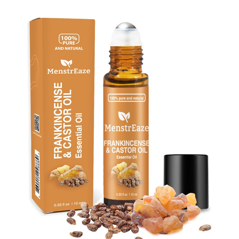 MenstrEaze Castor Oil Roll On and Frankincense Essential Oil for Face High Potency Eye Roller for Skin 100 Pure Natural Moisturizer for Fine Lines Dark Circles 10ml Roller - Image 3