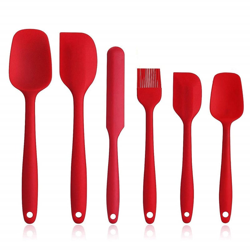 MOBDESK Food Grade Silicone Rubber Spatula Set for Baking Cooking and Mixing High Heat Resistant Non Stick Cookware Stainless Steel Core Dishwasher Safe BPAFree Baking BPA Free Seamless Design 6 pcs - Image 1