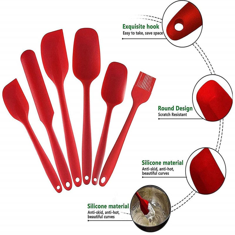 MOBDESK Food Grade Silicone Rubber Spatula Set for Baking Cooking and Mixing High Heat Resistant Non Stick Cookware Stainless Steel Core Dishwasher Safe BPAFree Baking BPA Free Seamless Design 6 pcs - Image 5