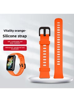 Suitable For HuaweiBracelet 9/8/7/6 Wristband Replacement Strap Watchband Sports Smart Watch Milanese Silicone N-Color:Bracelet 7/NFC Strap [vitality Orange] Comes With Film