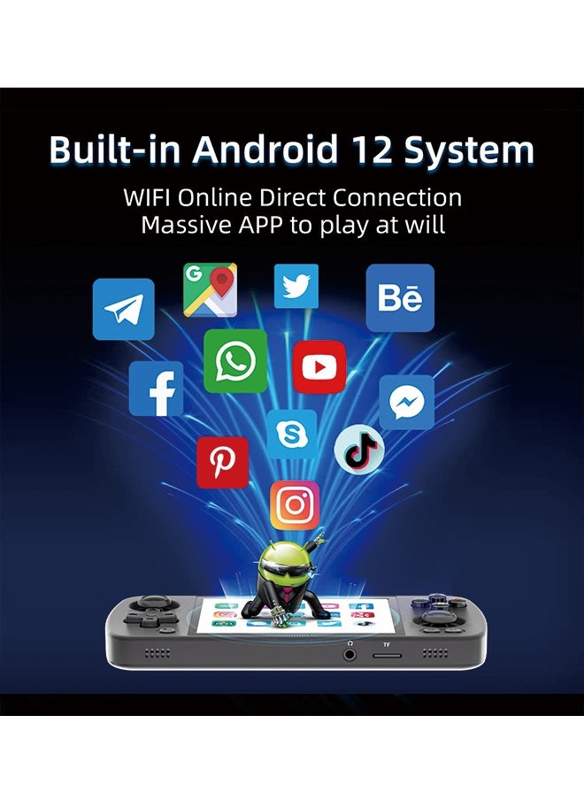 ANBERNIC  RG405M Retro Handheld Game Console , Aluminum Alloy CNC Android 12 System 4.0 Inch IPS Touch Screen with 128G TF Card 3172 Games Compatible with 5G WiFi and Bluetooth 5.0 (Black)  - Image 2