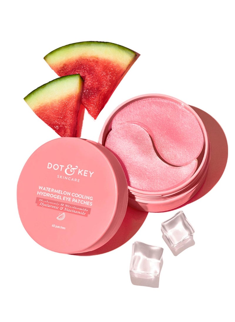 Dot & Key - Dot & Key Watermelon Cooling Hydrogel Eye Patches | With Hyaluronic & Niacinamide | Under Eye Patches For Dark Circles & Puffiness Reduction | Instantly Hydrates, Cools & De-Puffs | 60 Patches, Pink - Image 1