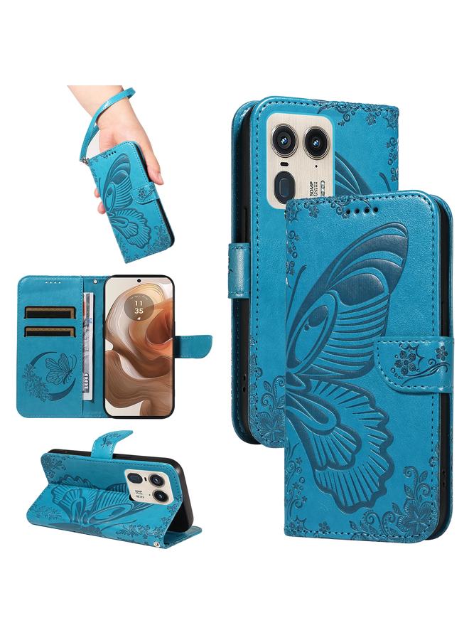 اس-توب جراب لهاتف موتورولا إيدج 50 ألترا، جراب جلدي منقوش بنقشة فراشة ذيل السنونو - Image 1