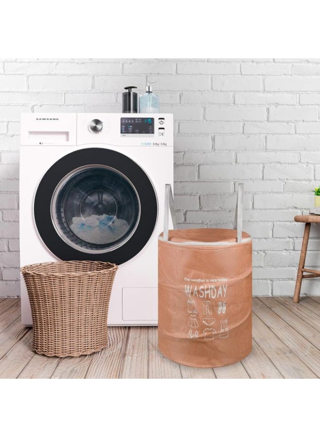 Laundry Basket/Hamper, Foldable Waterproof Storage Basket with Thick Cotton Handles, Easy to Carry, Ideal for Clothes, Toys, Space Organization (Assorted Color &Design) - Image 2