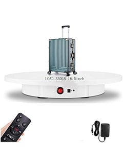 Motorized Rotating Display Stand, 16.5inch / 330Lbs Load,360 Degree Electric Rotating Turntable for Photography Products Display，Live Video Show,Remote Control Angle，Direction (White)