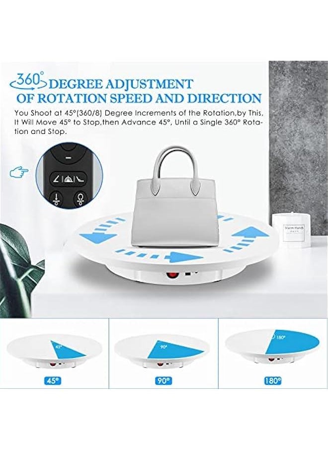 Generic - Motorized Rotating Display Stand, 16.5inch / 330Lbs Load,360 Degree Electric Rotating Turntable for Photography Products Display，Live Video Show,Remote Control Angle，Direction (White) - Image 1