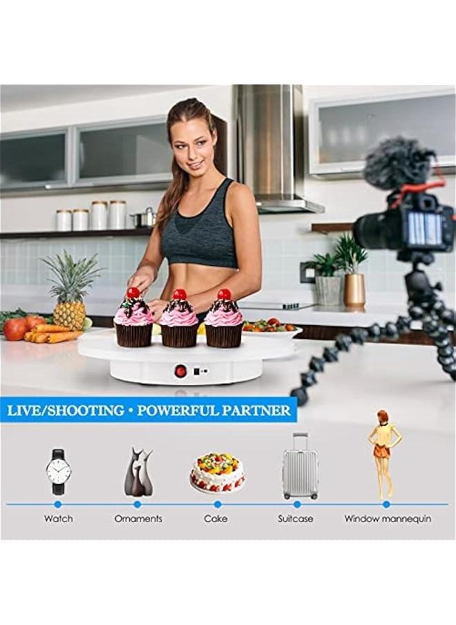 Generic - Motorized Rotating Display Stand, 16.5inch / 330Lbs Load,360 Degree Electric Rotating Turntable for Photography Products Display，Live Video Show,Remote Control Angle，Direction (White) - Image 1