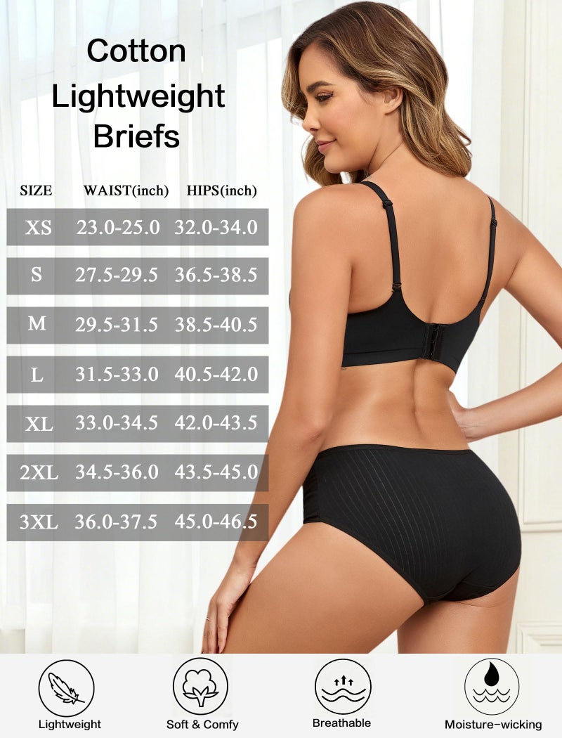 FINETOO Cotton Underwear for Women High Waisted Full Coverage Briefs Soft Breathable Moisture Wicking Ladies Panties 6 Pack - Image 4