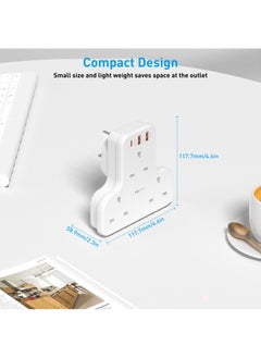 MiOne 6 in 1 Extension Sockets with 3 AC Outlet Sockets and 2 USB Ports 1 Type C PD 20W Fast Charging Slot White  - Image 5