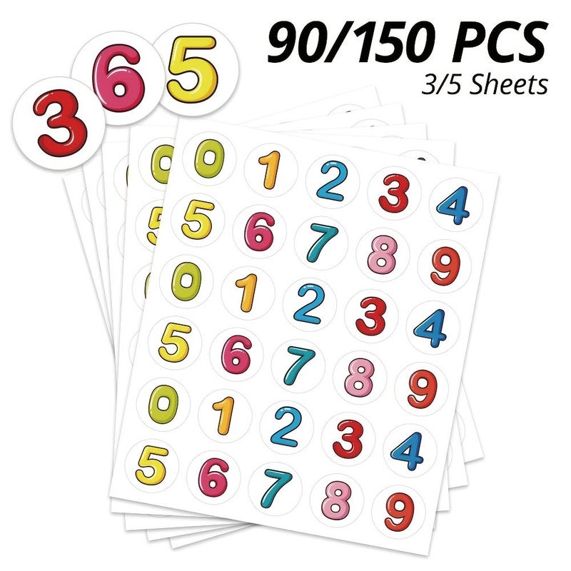 90pcs Self Adhesive Number Stickers 0 9 for Teaching Phone Case Classroom Decoration - Image 1