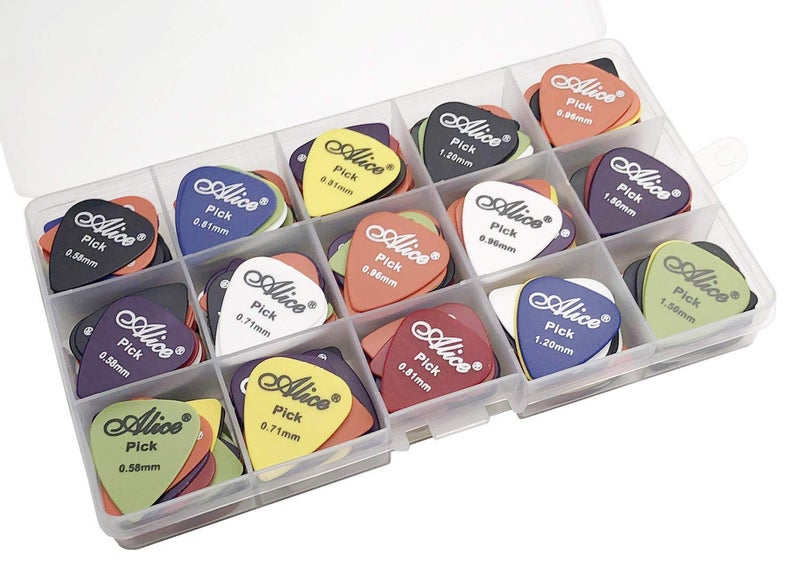 أليس مجموعة ريش جيتار متعددة السماكة مكونة من 100 قطعة مع حقيبة - Image 3
