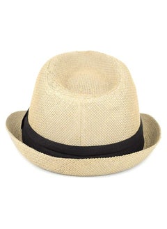Generic Straw Hat, Fashionable Unisex Straw Hat with Contrast Ribbon and Curly Brim for Men , Panama Jazz Hat Cap  - Image 4