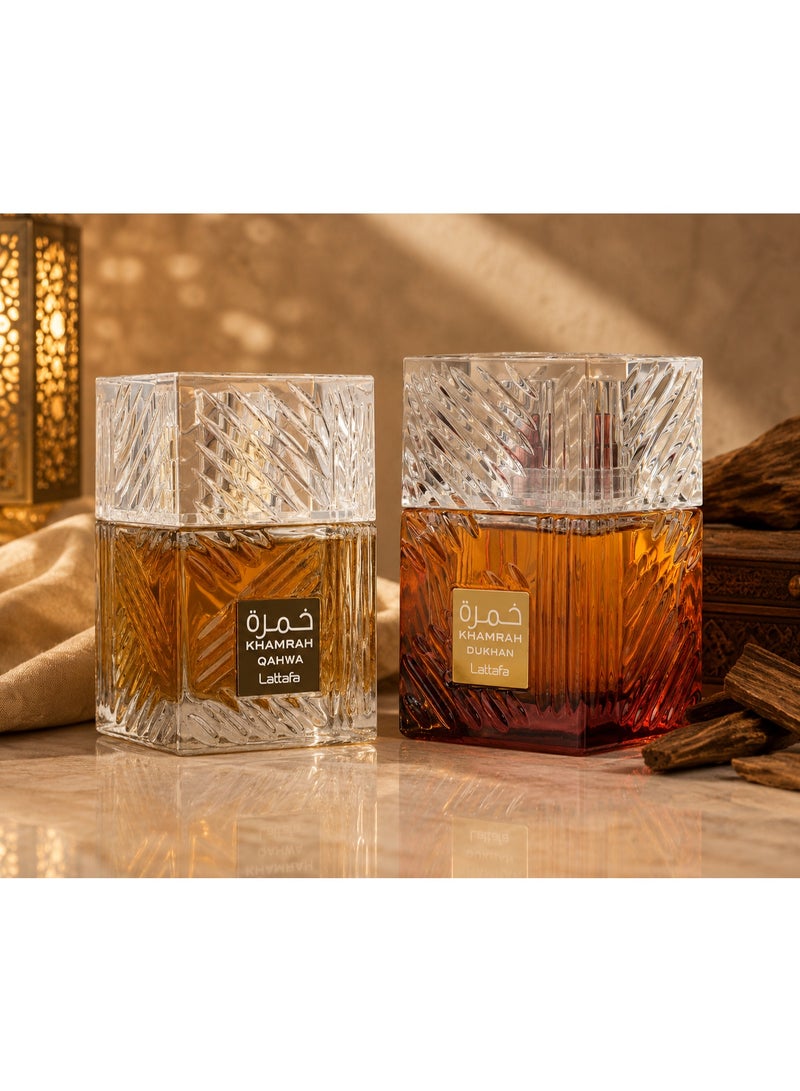 Lattafa Khamrah Dukhan 100 ml + Khamrah Qahwa Eau De Parfum by Lattafa 100ml - Image 2