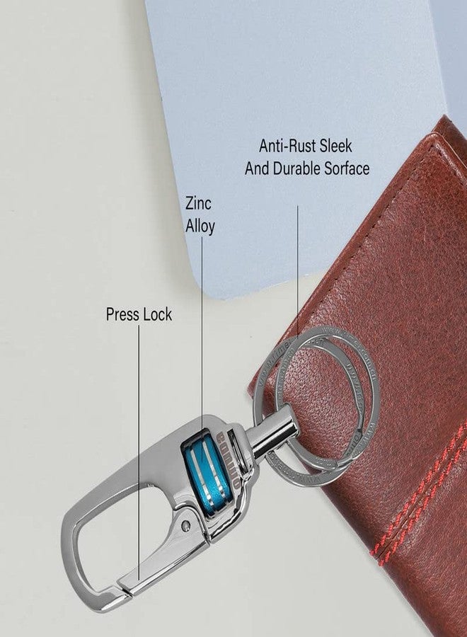 Omuda Premium and Stylish Hook Locking Metal Key Chain for Men & Women & for Gift (M-3799 Blue) - Image 4