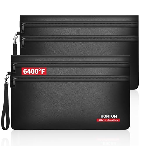 Hontom 6400 Fireproof Money Bags 2 Pack with Hidden Dual Zipper 11x75 Inch Fireproof Cash Wallet with 12 Layers Heat Insulated Fire Safe Pouch with Valuables for Passports Jewellery Bill etc - Image 1