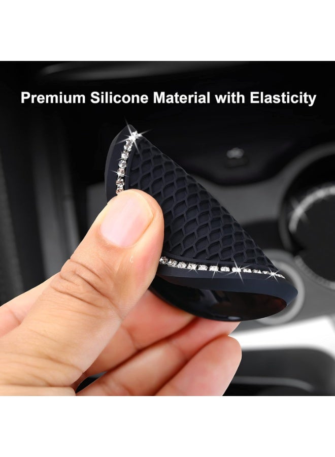 2PCS Bling Car Cup Coaster, Auto Cup Holder Insert Coasters Silicone Anti-Slip Crystal Rhinestone Drink Mat, Universal Vehicle Interior Accessories for Women Girls (Black) - Image 4