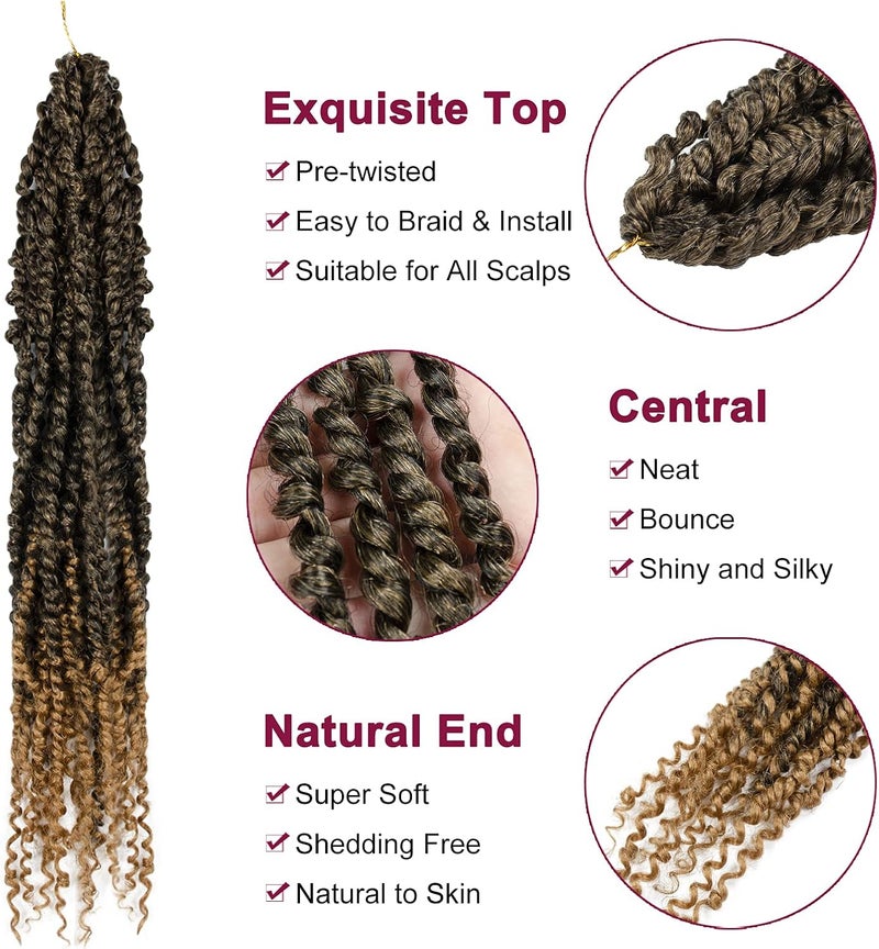 NAYOO Passion Twist Hair - 8 Packs 22 Inch Passion Twist Crochet Hair For Women, Crochet Pretwisted Curly Hair Passion Twists Synthetic Braiding Hair Extensions (22 Inch 8 Packs, T27) - Image 3