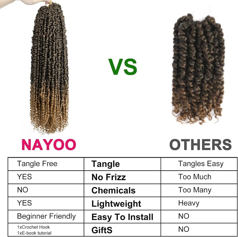 NAYOO Passion Twist Hair - 8 Packs 22 Inch Passion Twist Crochet Hair For Women, Crochet Pretwisted Curly Hair Passion Twists Synthetic Braiding Hair Extensions (22 Inch 8 Packs, T27) - Image 5