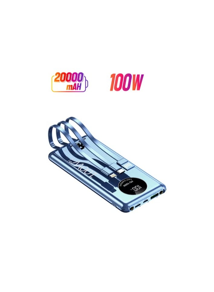 Rock Pow 20000mAh Power Bank 100W Fast Charging Including 3 Cables, Compatible with Samsung Galaxy S23/S22/S21/S20/S10, iPhone 14/iPhone 13/iPhone 12 Series/iPad - Image 1