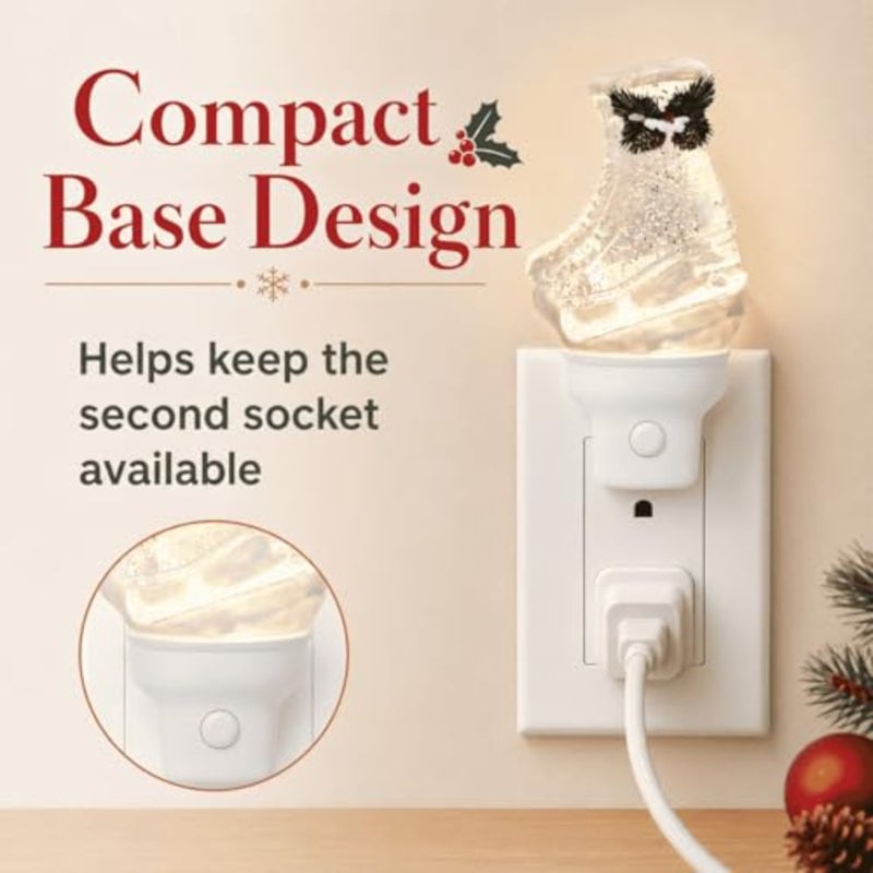 Christmas Ice Skate Plug in Night Light, Glitter Water Nightlight with USB Cord, Swirling Glitter LED Holiday Decor for Bedroom Kitchen Nursery Hallway Bathroom Home, Gifts for Adults - Image 4