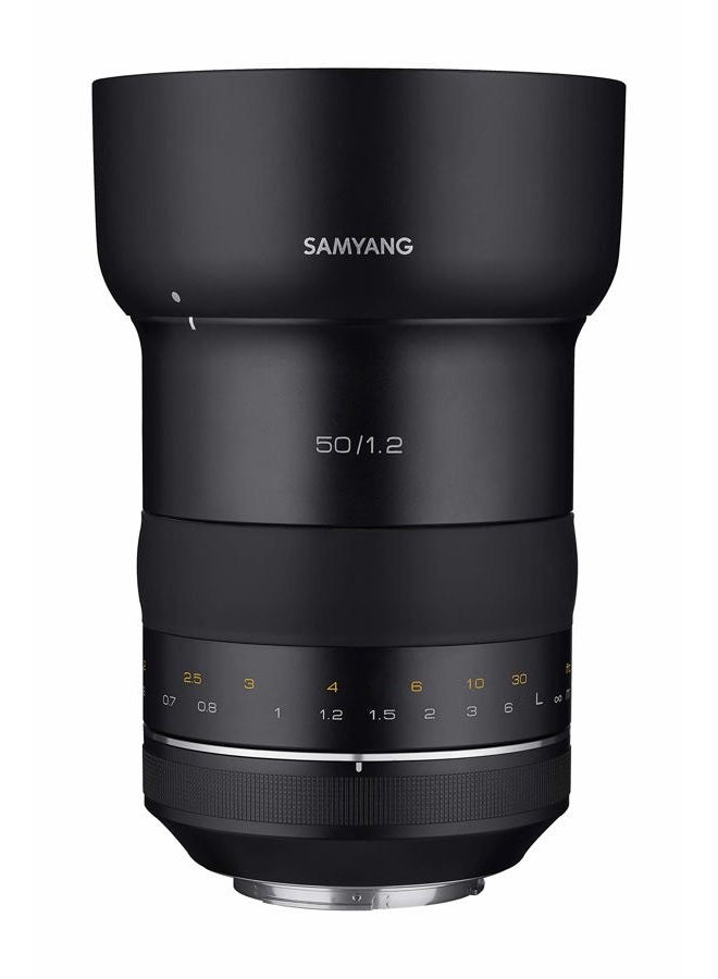 Samyang عدسة ساميانغ SYXP50-C XP 50mm f/1.2 عالية السرعة لكاميرات كانون EF مع شريحة AE مدمجة، سوداء - Image 1