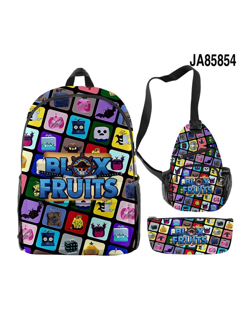 Blox Cartoon Backpack Three-piece Student School Bag